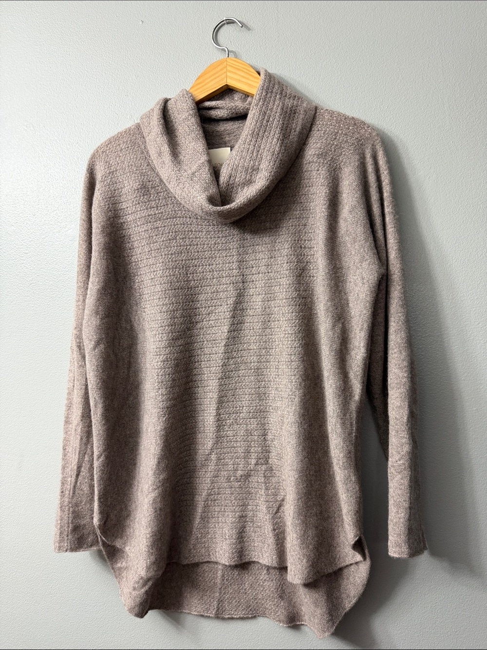 Cynthia Rowley 2 ply cashmere Taupe Cowl Neck Sweater Large